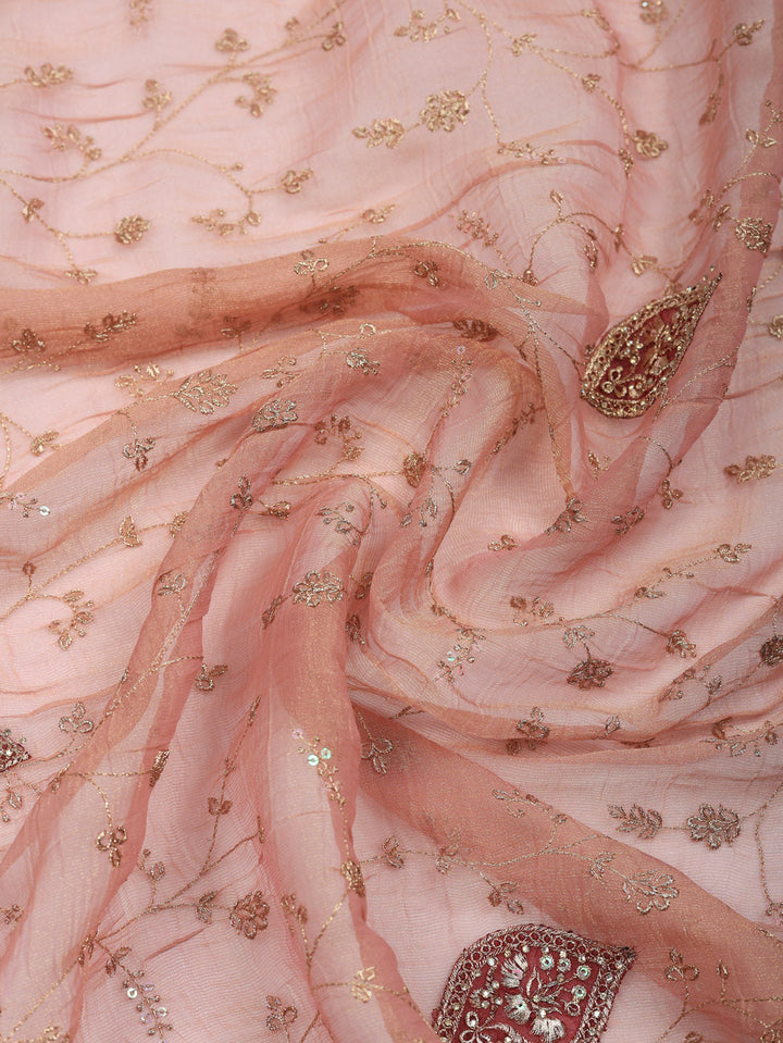 Embroidered Tissue Unstitched Suit With Pant &amp; Dupatta