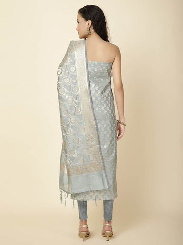 Woven Chanderi Unstitched Suit With Dupatta