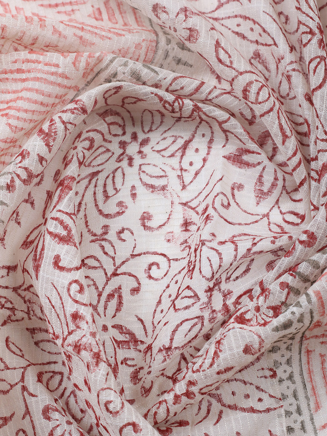 Printed Cotton Blend Unstitched Suit With Pant &amp; Dupatta