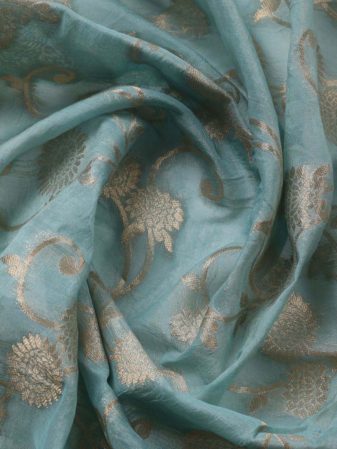 Embroidered Chanderi Unstitched Suit With Pant &amp; Dupatta