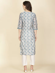 Floral Printed Chanderi Kurta With Pants