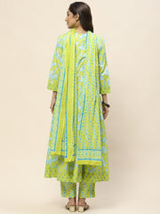 Printed Cotton Suit Set With Dupatta