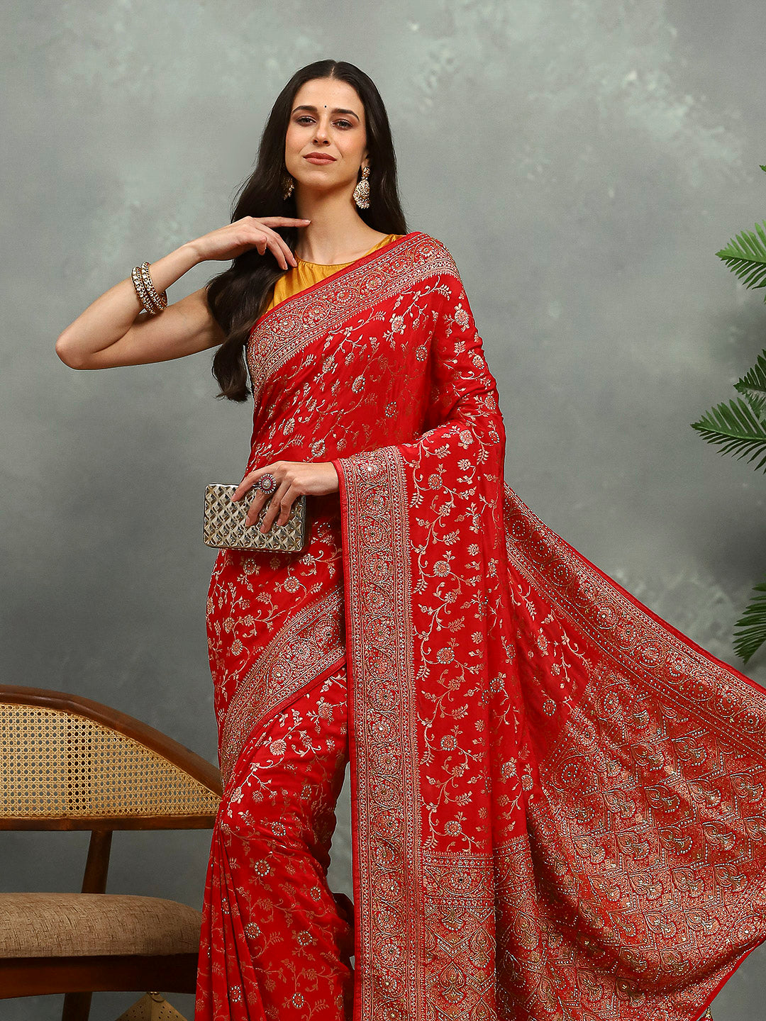 Cutdana Organza Embroidery Saree