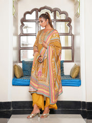 Sequins Embroidery Muslin Kurta With Pants & Dupatta