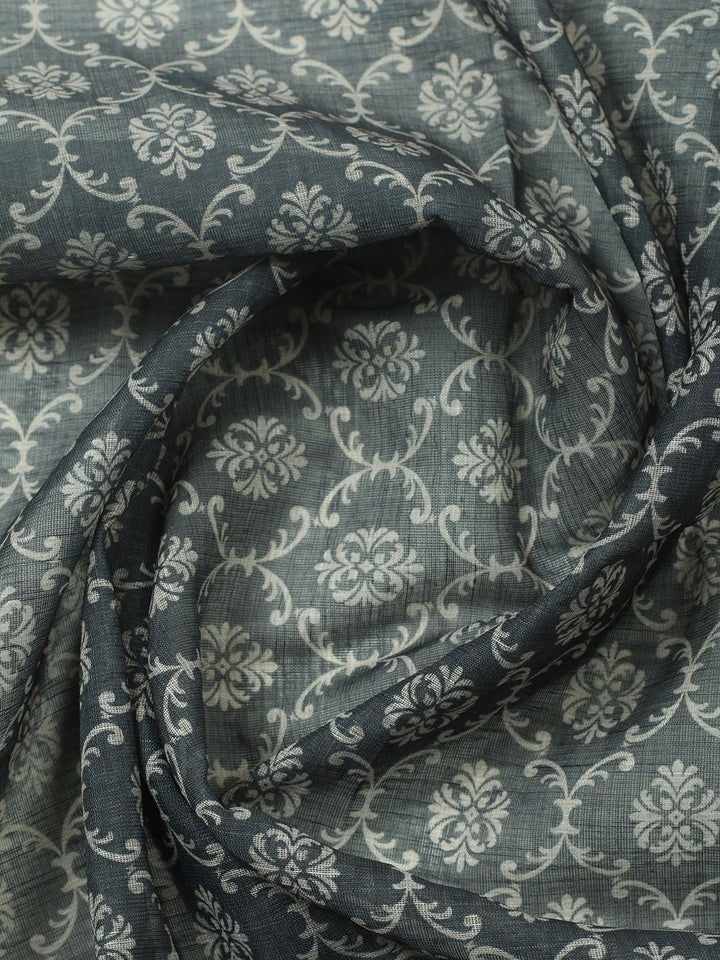 Embroidered Cotton Blend Unstitched Suit With Pant &amp; Dupatta