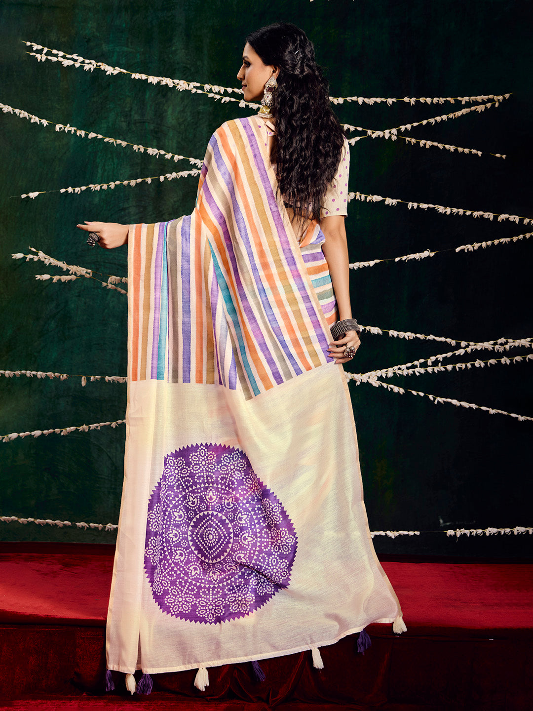 Check Printed Chanderi Saree