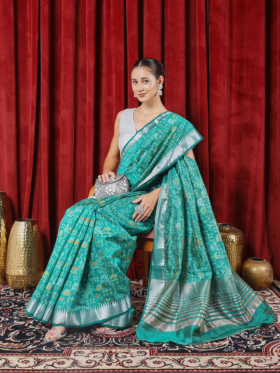 Digital Printed Art Silk Saree