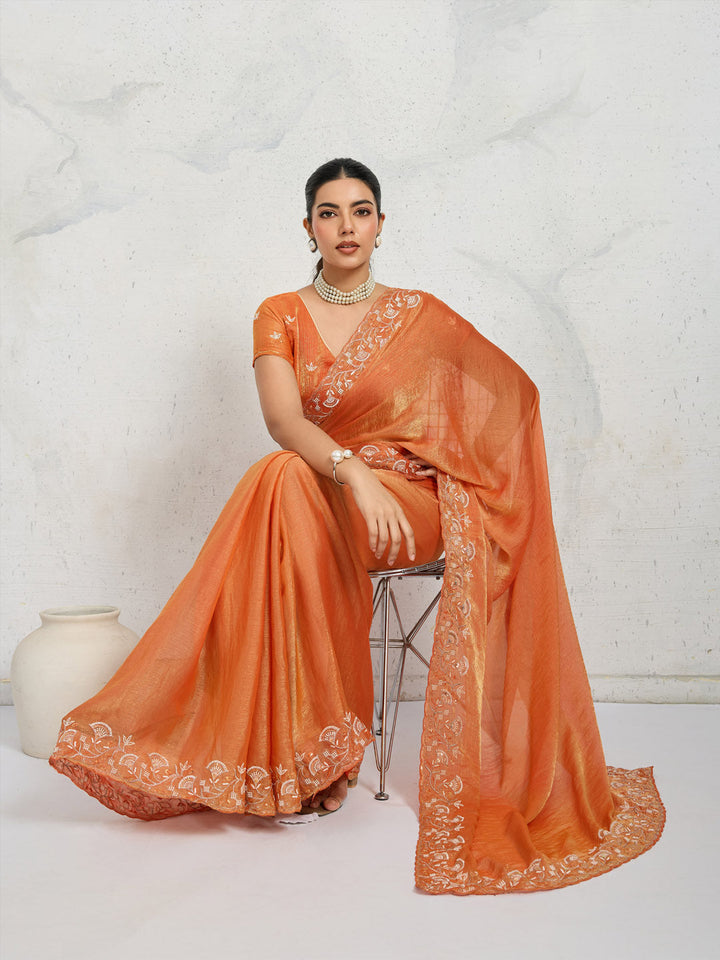 Embroidered Chiffon Saree