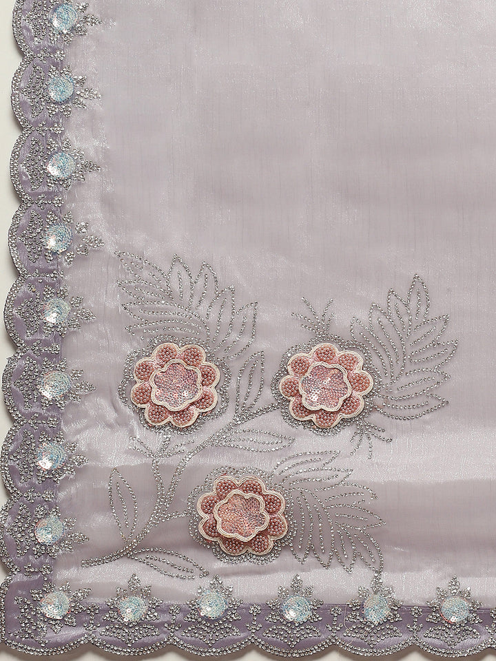 Stone Work Art Chiffon Saree
