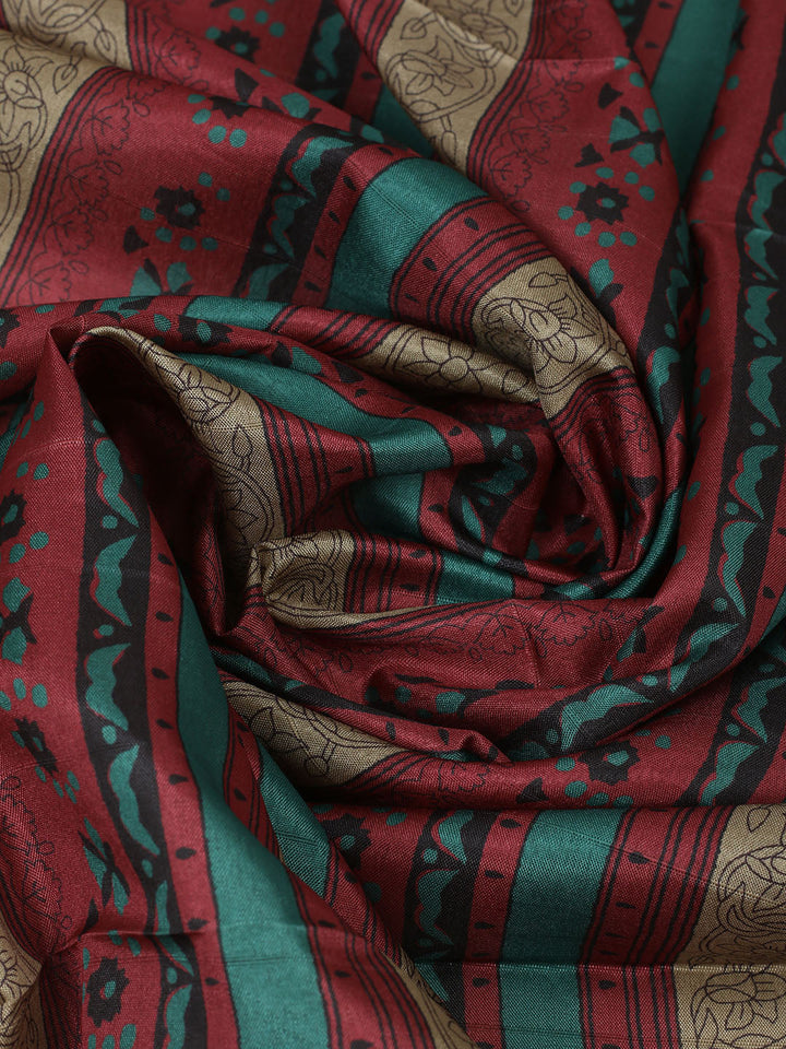 Embroidered Chanderi Unstitched Suit With Pant &amp; Dupatta