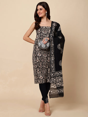 Printed Cotton Unstitched Suit With Dupatta