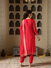 Banarasi Printed Embroidery Kurta With Pants & Dupatta