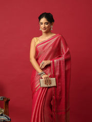 Plain Crepe Rani Saree
