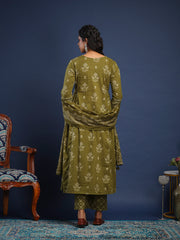 Printed Cotton Kurta With Pant & Dupatta