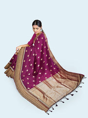 Zari Border Booti Art Silk Woven Saree