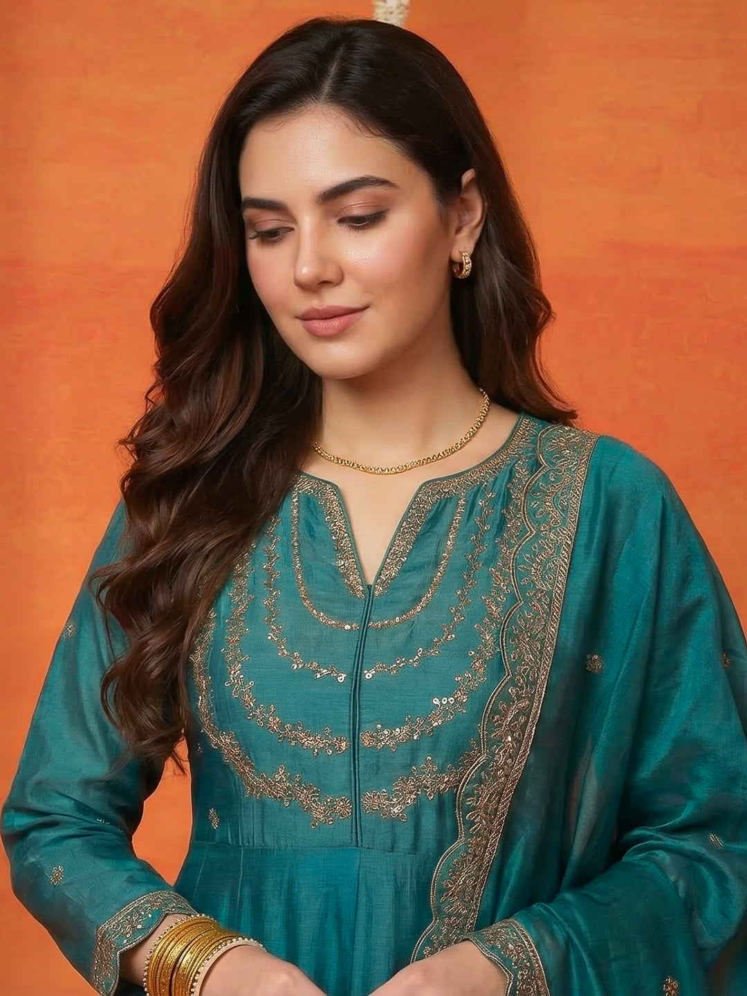 Printed Cotton Blend Kurta With Pant &amp; Dupatta
