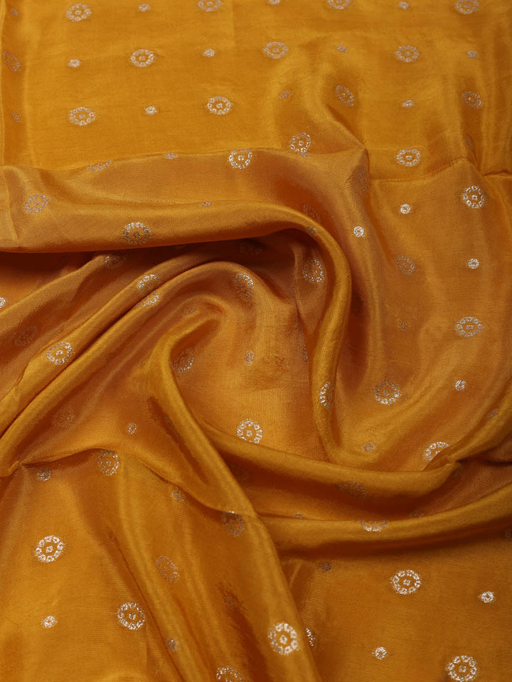 Embroidered Chanderi Unstitched Suit With Pant &amp; Dupatta