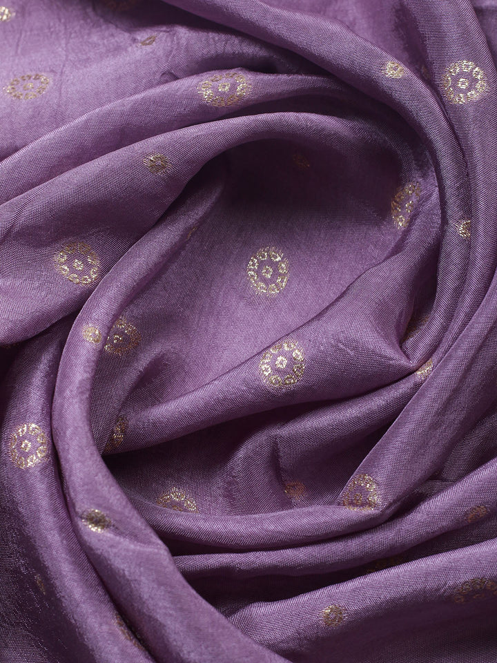 Embroidered Chanderi Unstitched Suit With Pant &amp; Dupatta
