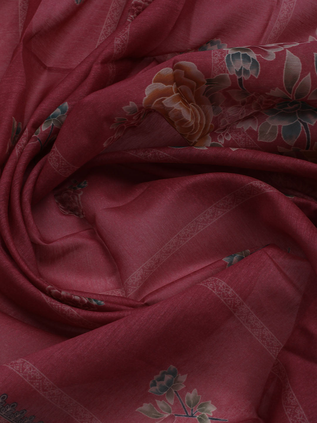 Printed Chanderi Unstitched Suit With Dupatta