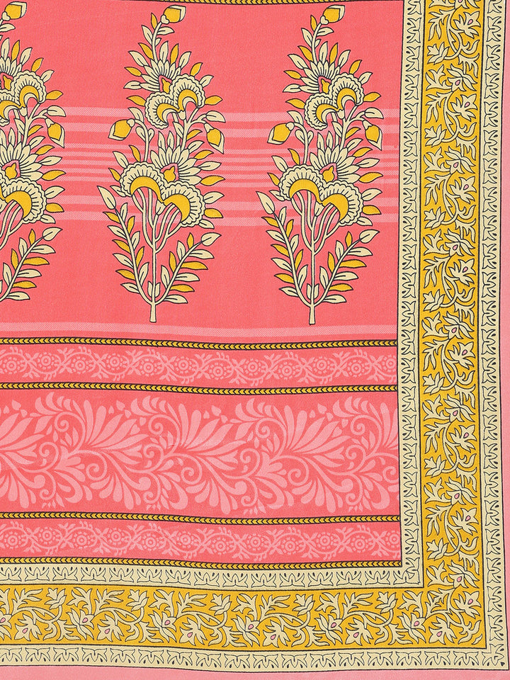 Floral Printed Crepe Woven Saree