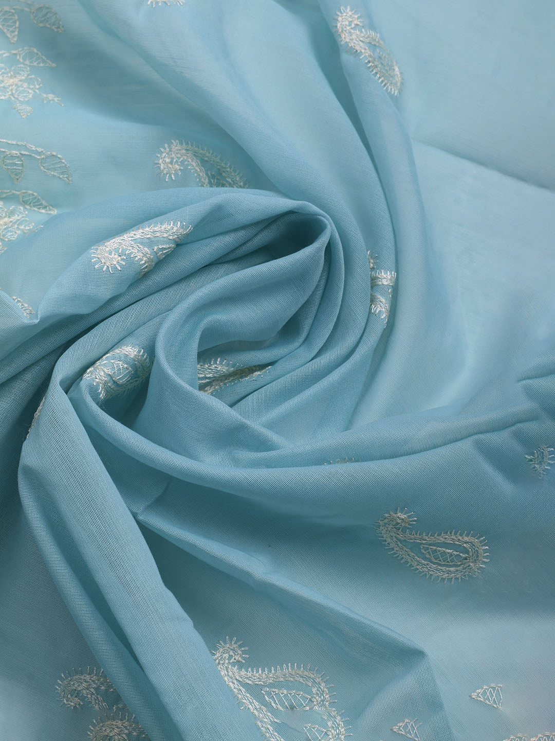 Embroidered Chanderi Unstitched Kurta With Pant & Dupatta