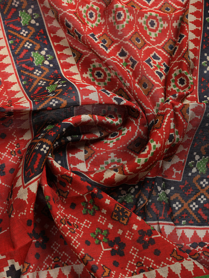Printed Cotton Blend Unstitched Suit With Pant &amp; Dupatta