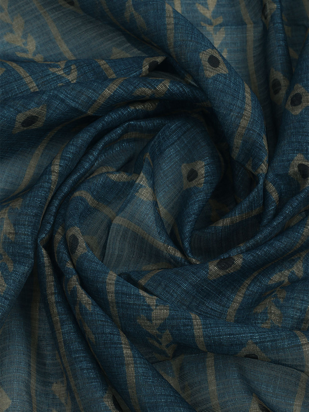 Printed Chanderi Unstitched Suit With Pant &amp; Dupatta