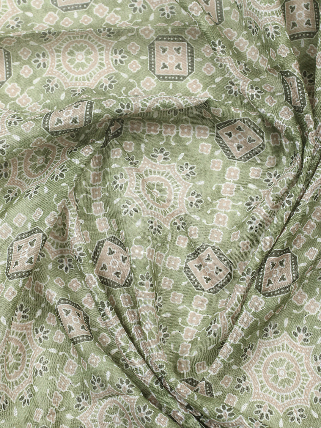 Printed Cotton Blend Unstitched Suit With Pant &amp; Dupatta
