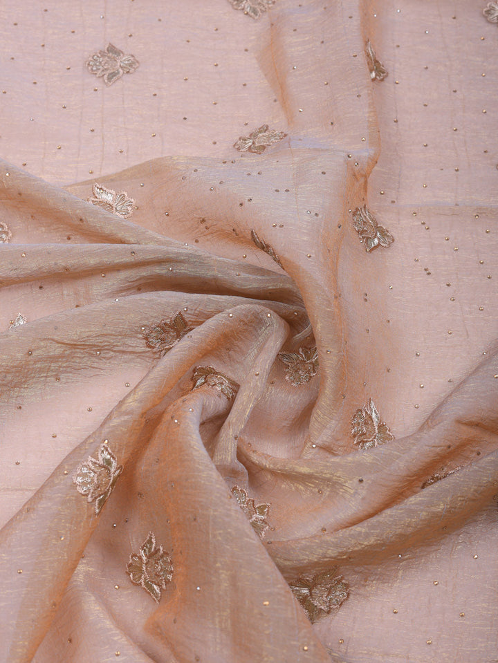 Embroidered Tissue Unstitched Suit With Pant &amp; Dupatta