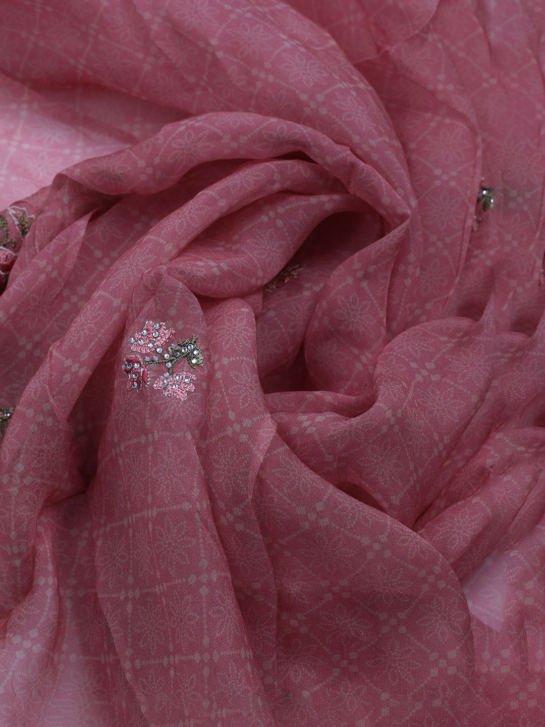 Embroidered Organza Unstitched Suit With Dupatta