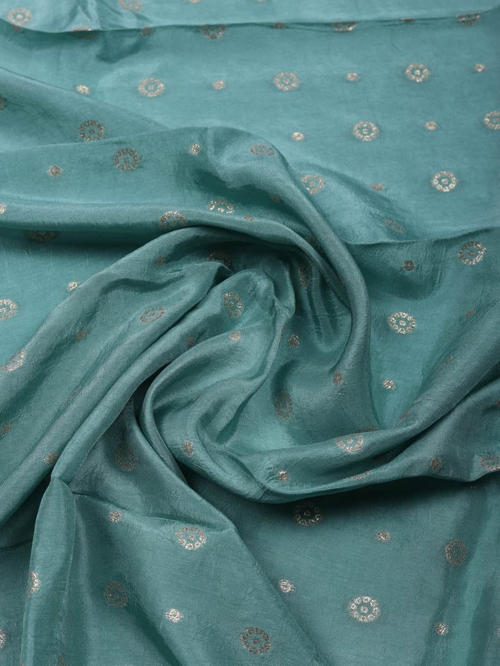 Embroidered Chanderi Unstitched Suit With Pant &amp; Dupatta
