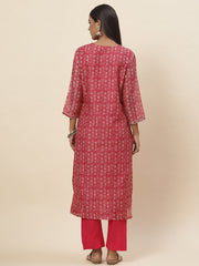 Floral Printed Chanderi Kurta With Pants