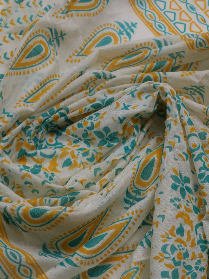 Printed Cotton Blend Unstitched Suit With Dupatta