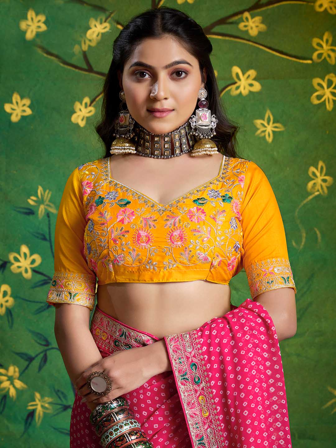 Bandhani Print Georgette Saree