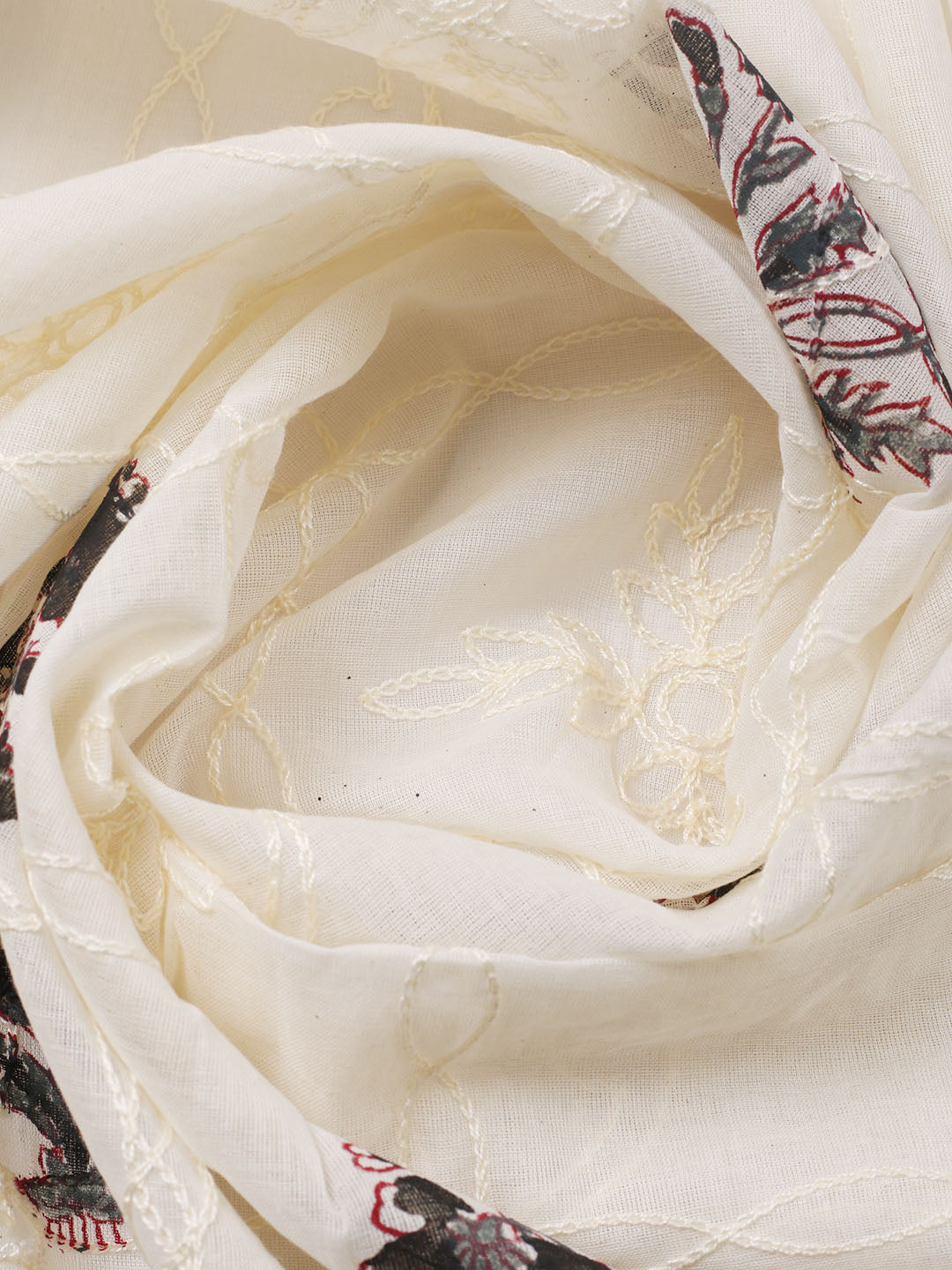 Printed Cotton Blend Unstitched Suit With Pant &amp; Dupatta