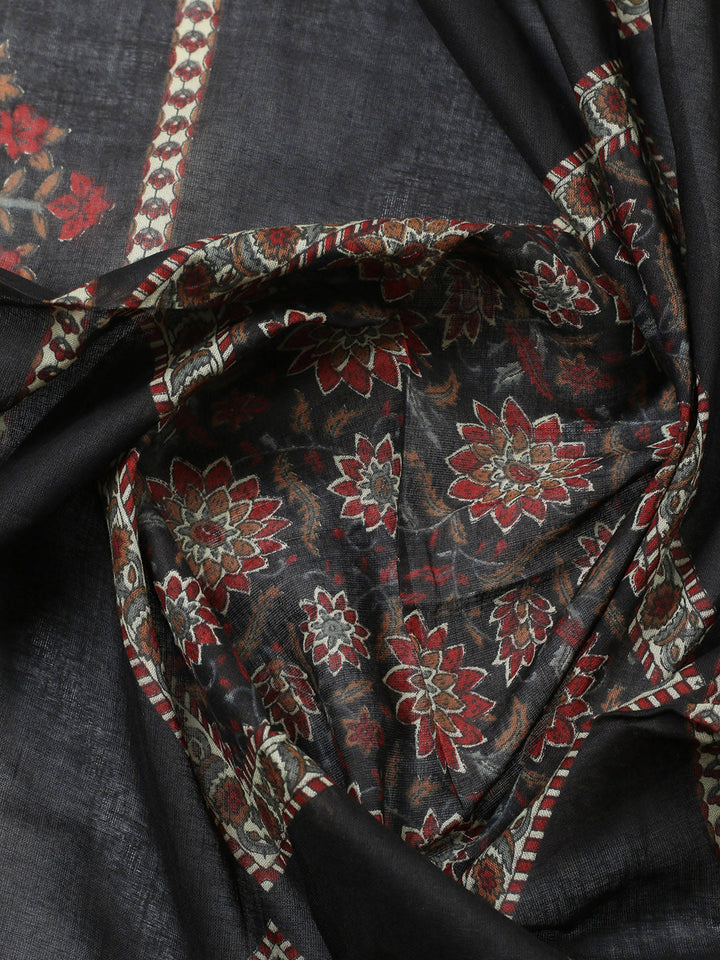 Embroidered Cotton Blend Unstitched Suit With Pant &amp; Dupatta