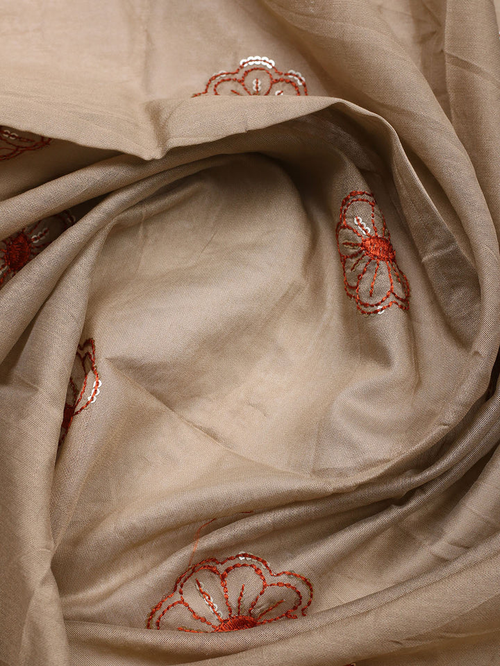 Embroidered Cotton Unstitched Suit With Pant &amp; Dupatta