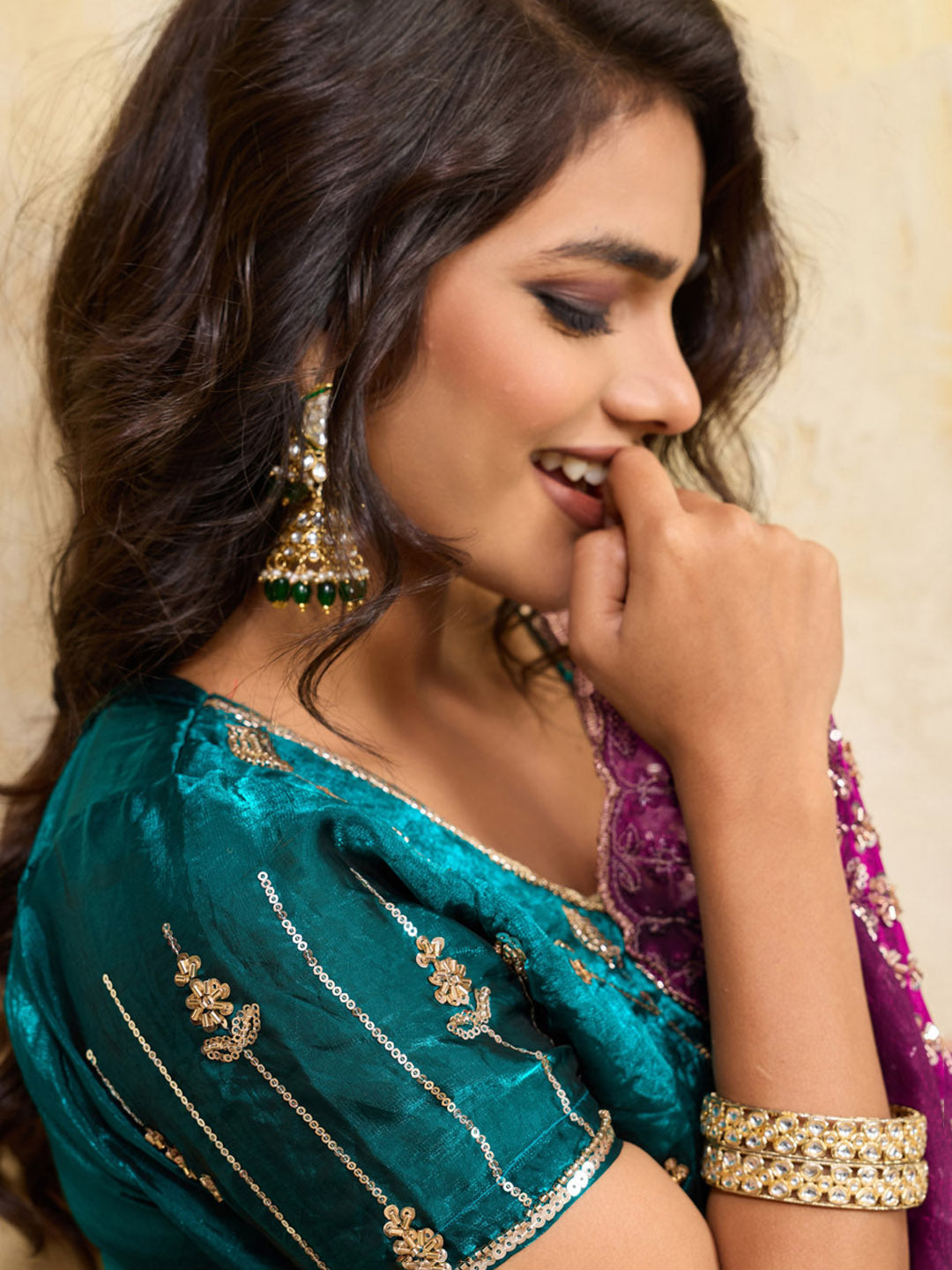 Embroidered Satin Velvet Saree