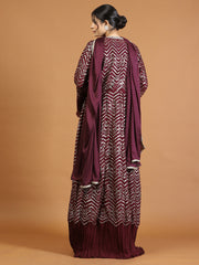 Gota Embroidery Crepe Kurta With Jacket & Dupatta