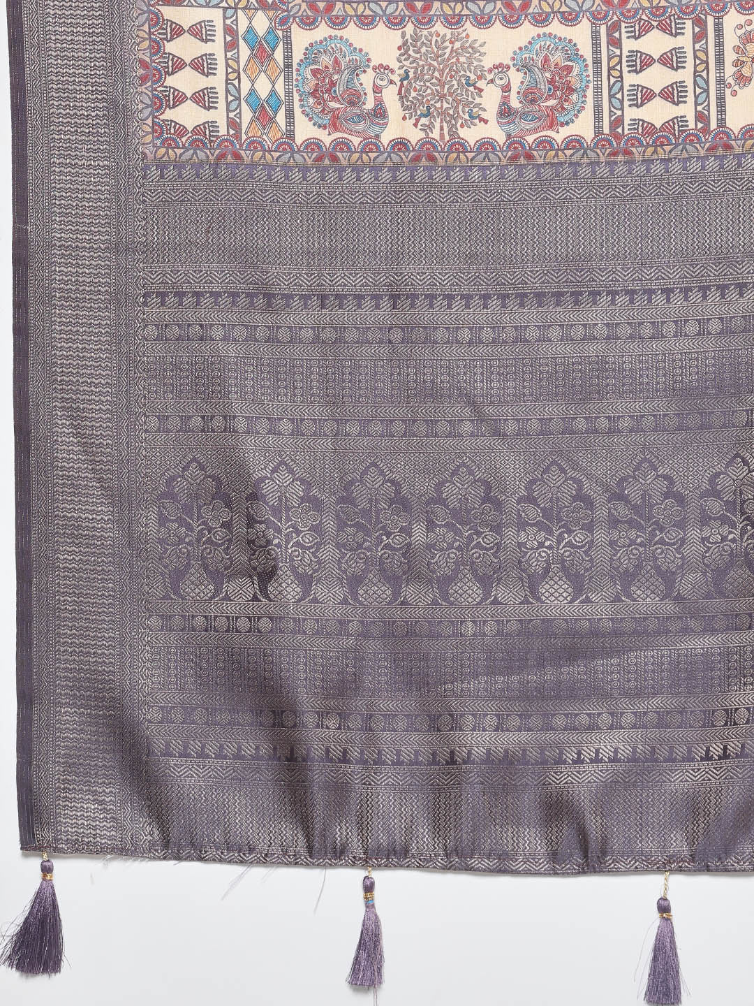 Digital Printed Satin Woven Saree