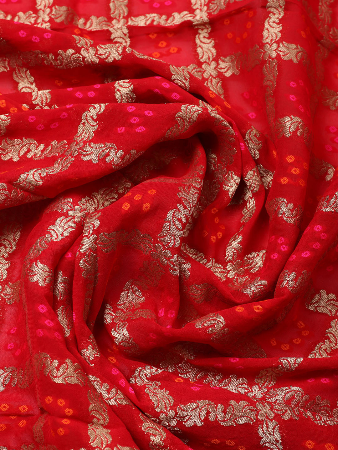Embroidered Chanderi Unstitched Suit With Pant &amp; Dupatta