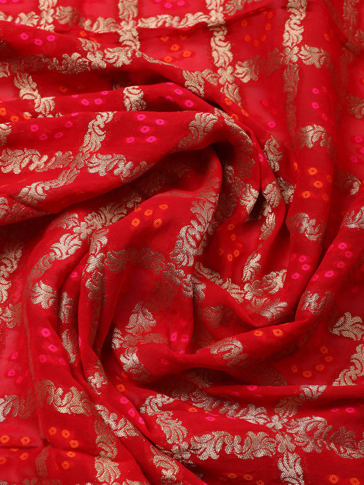 Embroidered Chanderi Unstitched Suit With Pant &amp; Dupatta