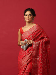 Woven Design Art Silk Red Saree