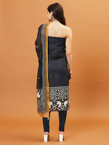 Kantha Printed Cotton Blend Unstitched Suit With Dupatta