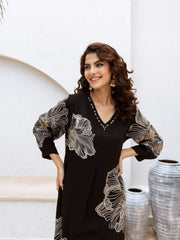 Printed Cotton Blend Kurta With Pants