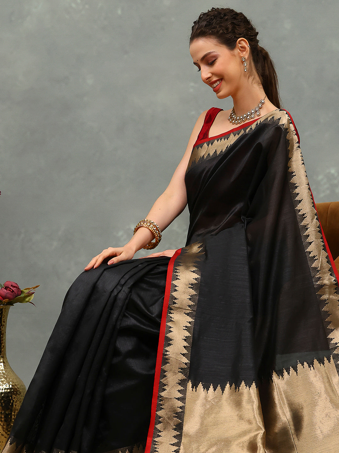 Embroidered Cotton Blend Saree