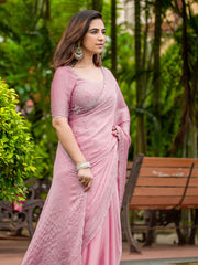 Embroidered Chinon Saree