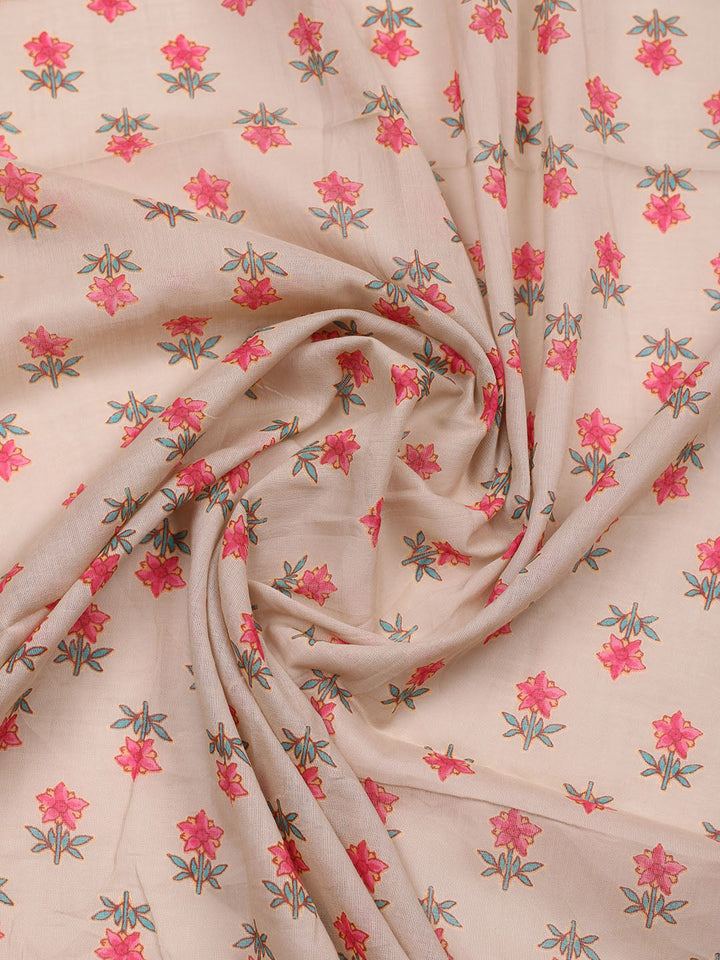 Embroidered Cotton Blend Unstitched Suit With Pant &amp; Dupatta