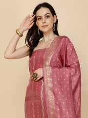 Woven Chanderi Unstitched Suit Piece With Dupatta