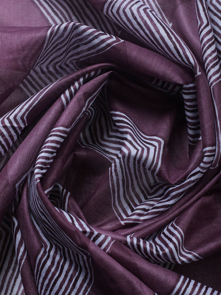 Printed Cotton Blend Unstitched Suit With Pant &amp; Dupatta